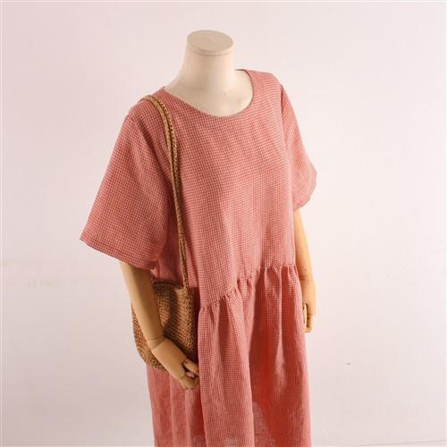 A Line Round Waist Gathered Linen Dress For Women PDF Sewing Pattern