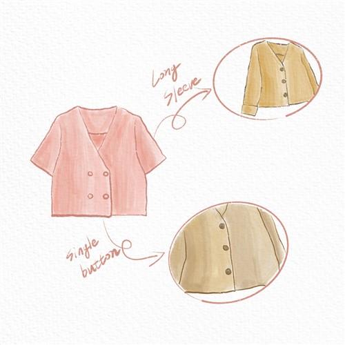 V-Neck Double Breasted Cropped Jacket For Women PDF Sewing Pattern
