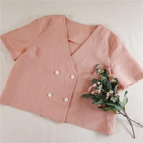 V-Neck Double Breasted Cropped Jacket For Women PDF Sewing Pattern