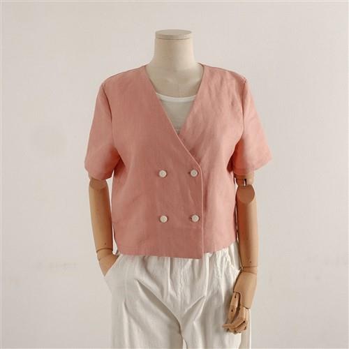 V-Neck Double Breasted Cropped Jacket For Women PDF Sewing Pattern