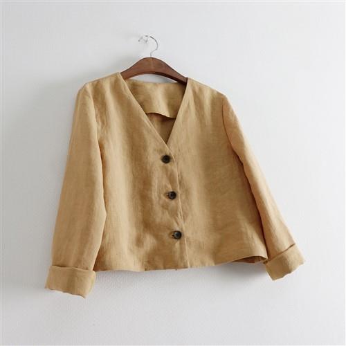 V-Neck Double Breasted Cropped Jacket For Women PDF Sewing Pattern
