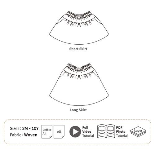 Childs Skirt With Pockets PDF Sewing Pattern
