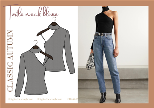 Turtle Neck Blouse PDF Sewing Pattern Turtle Neck Blouse PDF Sewing Pattern