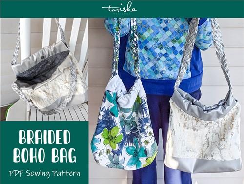 Slouchy Braided Handle Boho Bag Sewing PDF Pattern