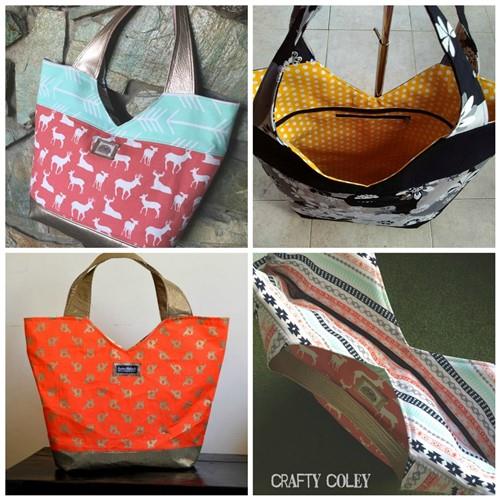 Color Block Tote Bag Sewing PDF Pattern