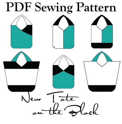 Color Block Tote Bag Sewing PDF Pattern