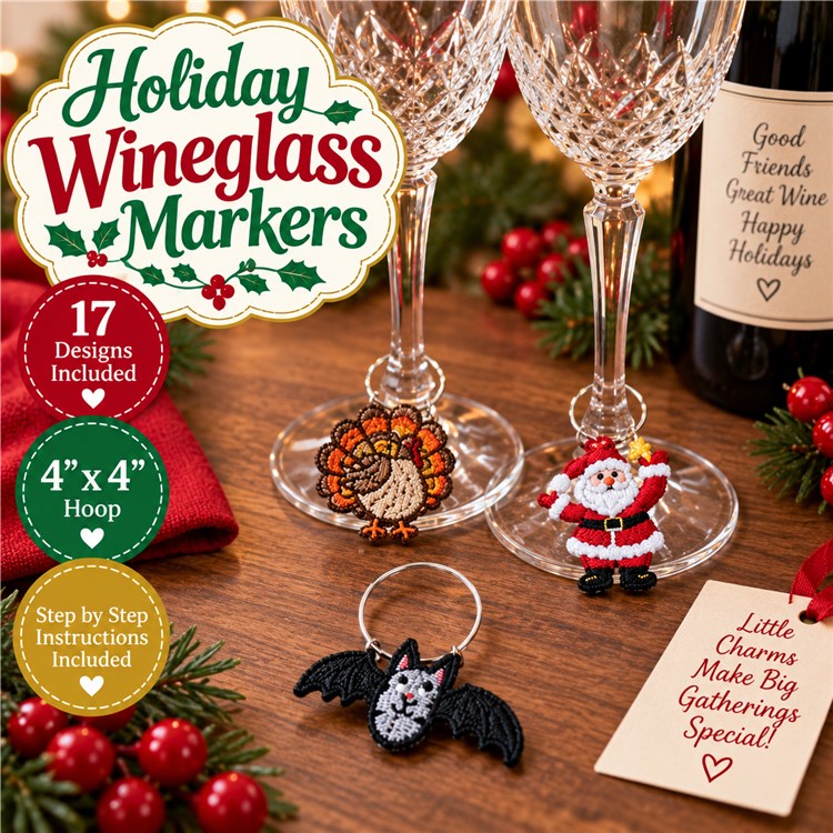 Multi Holiday Wineglass Markers