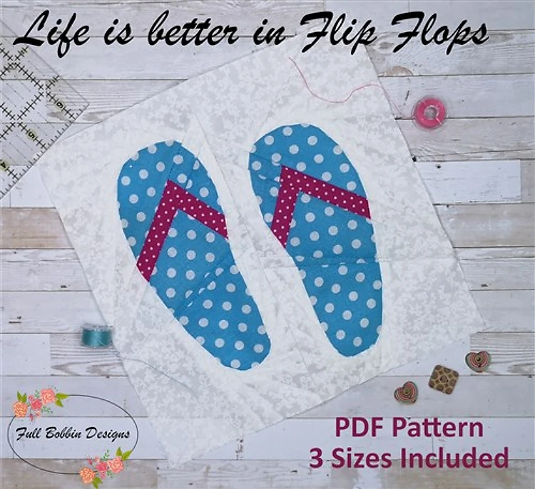 Flip Flops Quilt Block FPP Pattern