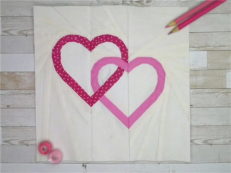 Connected Hearts Quilt Block FPP Pattern
