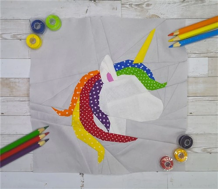 Unicorn Quilt Block FPP Pattern