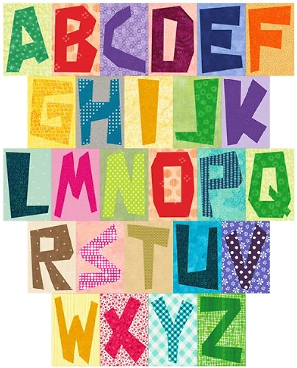 Funky Uppercase Alphabet Quilt Block FPP Pattern