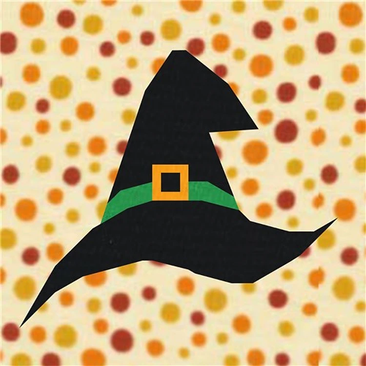 Witches Hat Halloween Quilt Block FPP Pattern