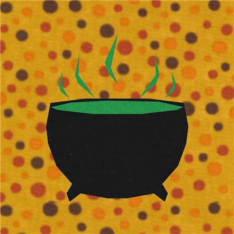 Cauldron Halloween Quilt Block FPP Pattern