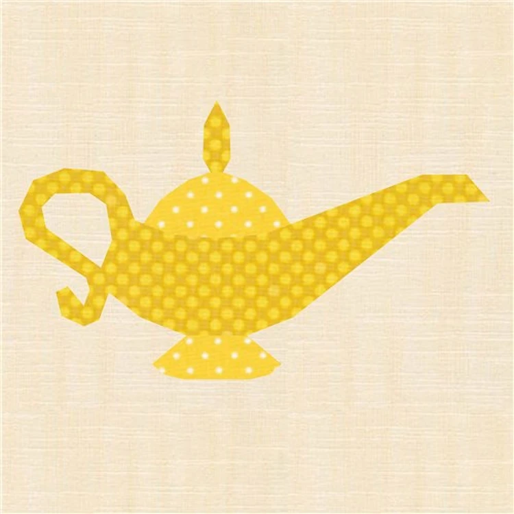 Three Wishes Genie Lamp Quilt Block FPP Pattern
