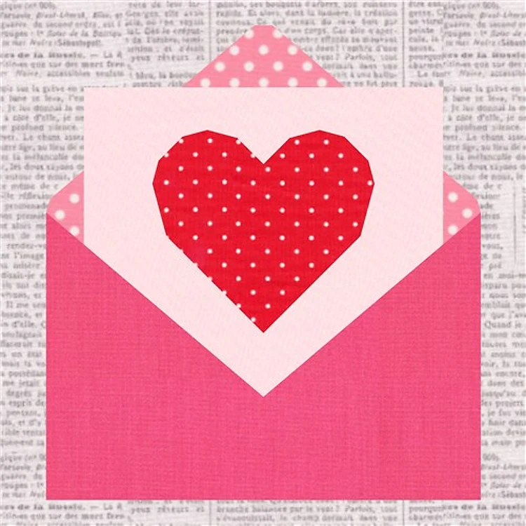 Love Letter Valentine Quilt Block FPP Pattern