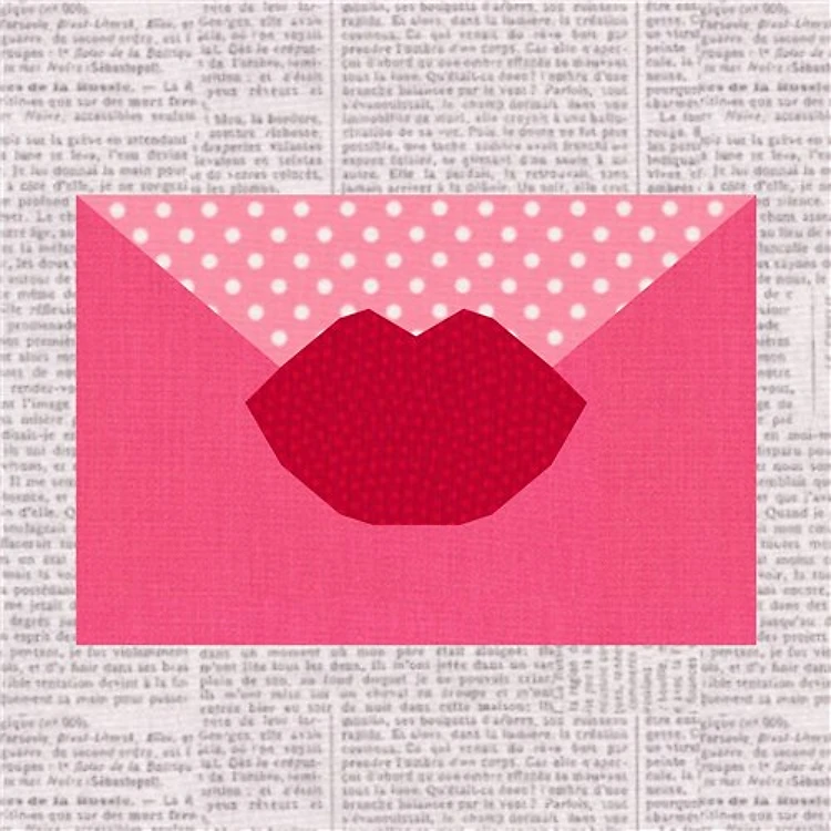 Sealed with a Kiss Valentine Quilt Block FPP Pattern