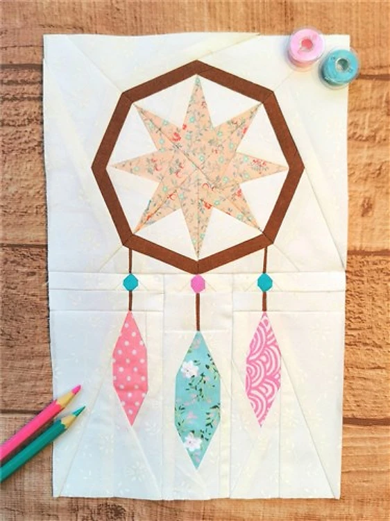 Catch a Dream Dreamcatcher Quilt Block FPP Pattern