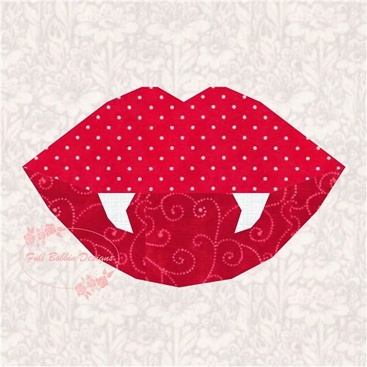 Love Bite Vampire Halloween Quilt Block FPP Pattern