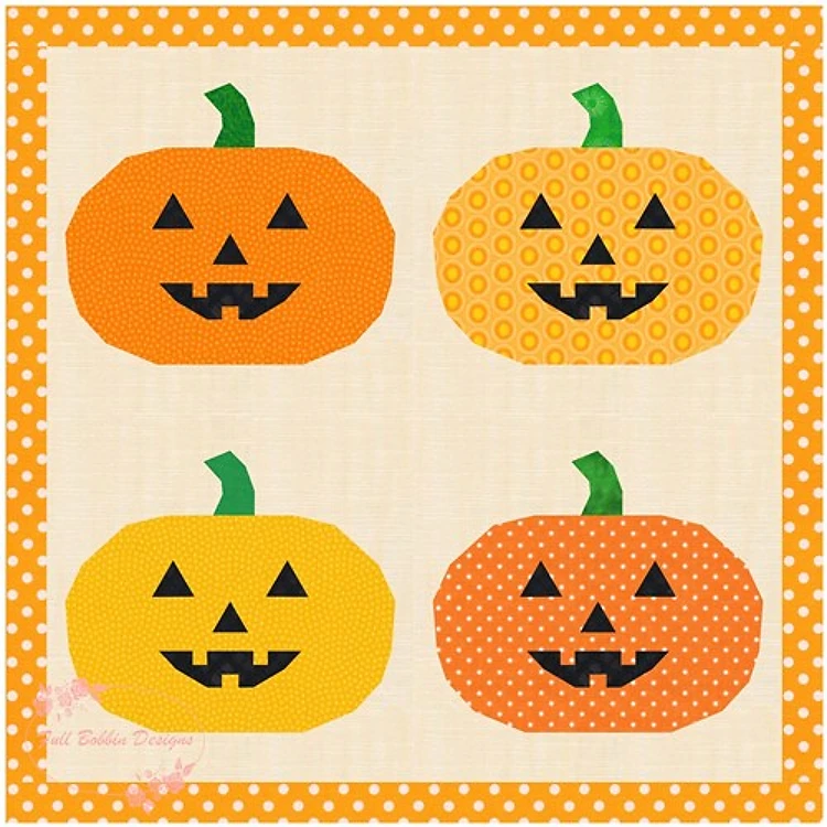 Pumpkin Patch Halloween Quilt Block FPP Pattern