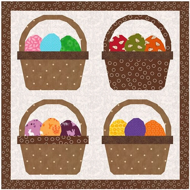 Easter Basket Egg Hunt Quilt Block FPP Pattern