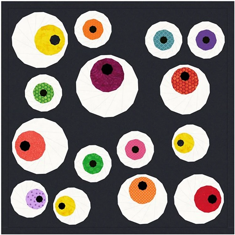 Googly Eyes Halloween Quilt Block FPP Pattern Versions