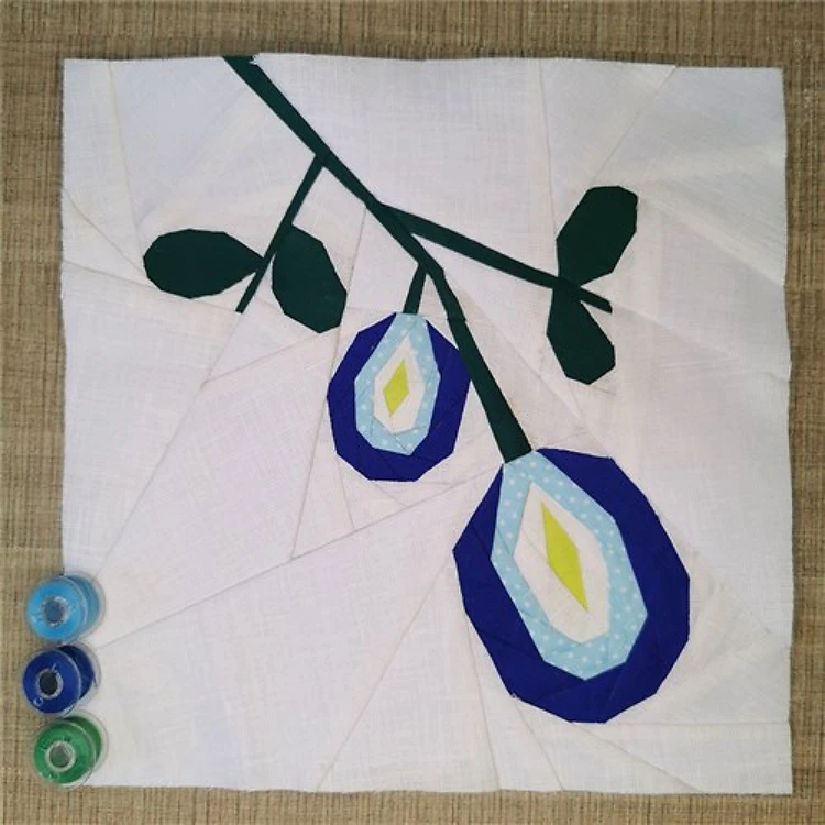 Butterfly Pea Flower Quilt Block FPP Pattern