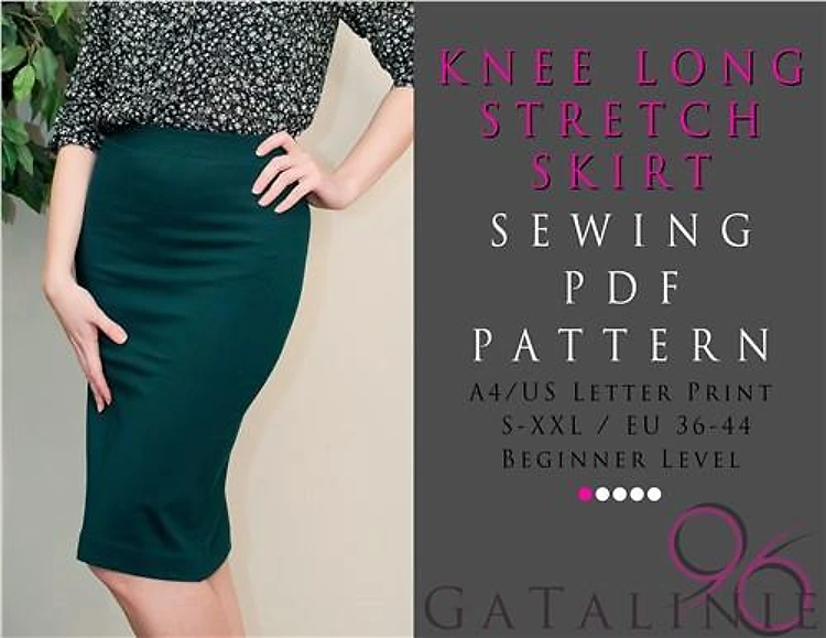 Knee Length Stretch Skirt PDF Sewing Pattern