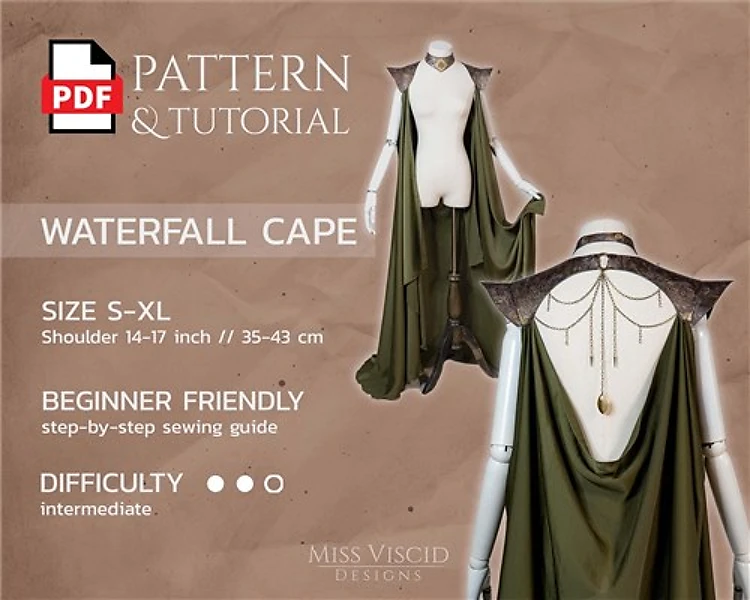 Cloak With Deep Neckline And Pointed Shoulders PDF Sewing Pattern