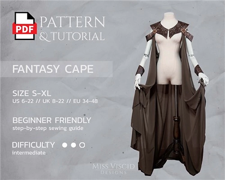 Fantasy Cloak For Larp & Cosplay PDF Sewing Pattern