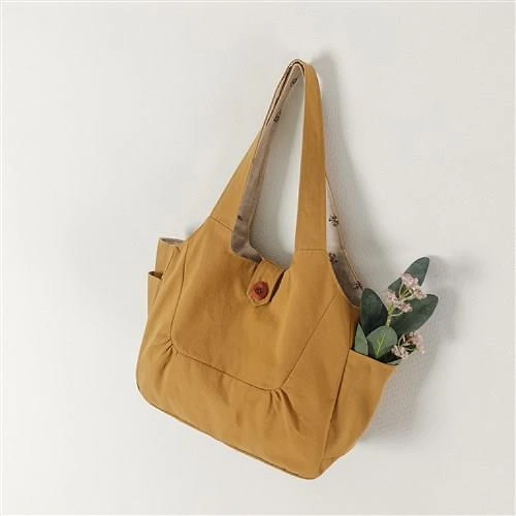 Button Tote Bag Sewing Pattern, 3 Sizes, Easy Tote Bag Pattern, Shoulder Bag Sewing pattern, Beginner Sewing, Canvas Tote Bag Pattern