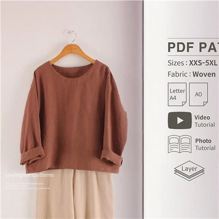 Drop Shoulder Oversized Top PDF Sewing Pattern
