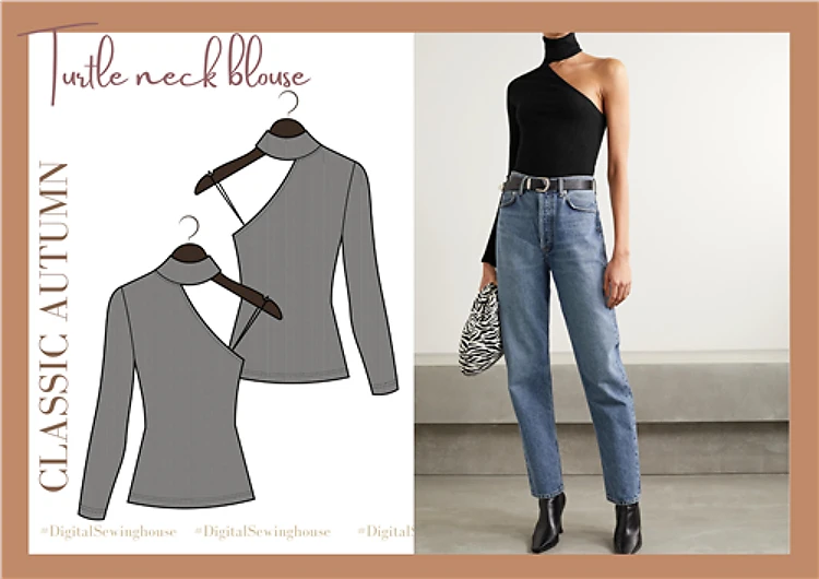 Turtle Neck Blouse PDF Sewing Pattern