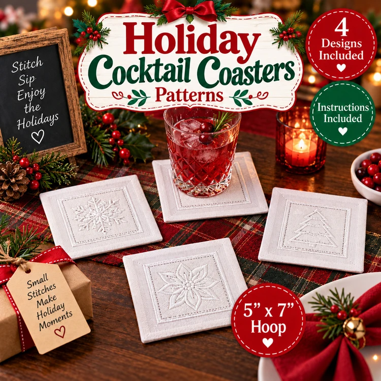 Holiday Cocktail Coasters Patterns