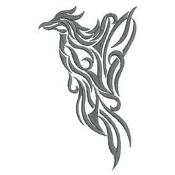 Modern abstract phoenix with curved lines and swirling patterns, showcasing elegance and fluid movement.