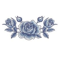 Delft Blue Roses Border Embroidery Design | EmbroideryDesigns.com