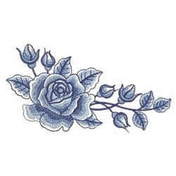 Delft Blue Roses Embroidery Design | EmbroideryDesigns.com