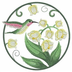 Circle Hummingbird Flowers Embroidery Design | EmbroideryDesigns.com
