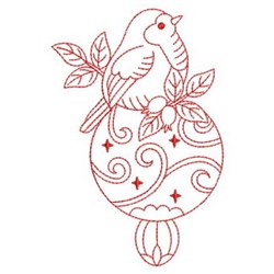 Bird Redwork Pattern Redwork Ornament Bird Embroidery Design | EmbroideryDesigns.com