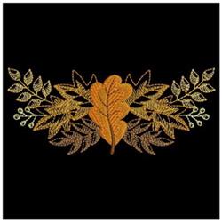 Modern autumn leaves design featuring a vibrant orange leaf and lush green foliage on a black background.