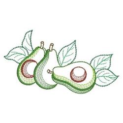 Applique avocados in vibrant green with whimsical leaves and intricate stitching, showcasing ripe varieties.