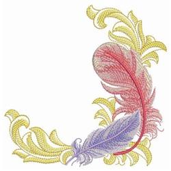 corner detailed machine embroidery - Baroque Feathers Corner for Summer Apparel