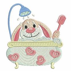 Bath Time Bunny - 4x4 bunny rabbit detailed embroidery design for cute baby onesies