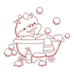 quick stitch dinosaur redwork machine embroidery pattern - Bath Time Dinosaur for kitchen aprons
