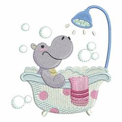 detailed hippo machine embroidery pattern - Bath Time Hippo for decorative pillow covers