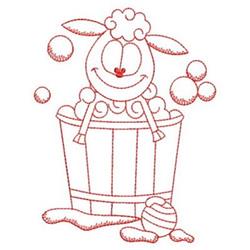 lamb redwork machine embroidery - Bath Time Lamb perfect for patchwork quilt blocks