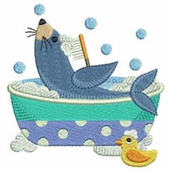 Bath Time Seal - 4x4 seal detailed embroidery design for Kids Bath Towels