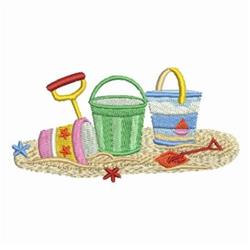 Beach Buckets - 4x4 bucket detailed machine embroidery design for reusable tote bags