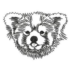 Bear face in line art with thick lines, large eyes, and prominent snout, ideal for casual embroidery.