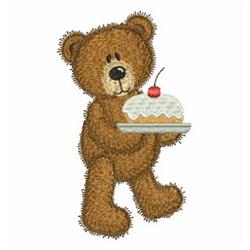 bear detailed machine embroidery - Bear with Cake perfect for decorative pillow covers