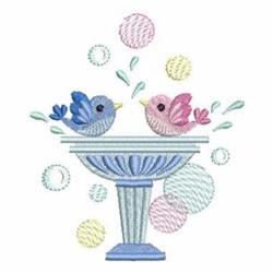 bird beginner-friendly machine embroidery - Bird Bath perfect for kitchen tea towels